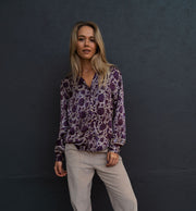 Les Fleurs Silk Blouse in Grape