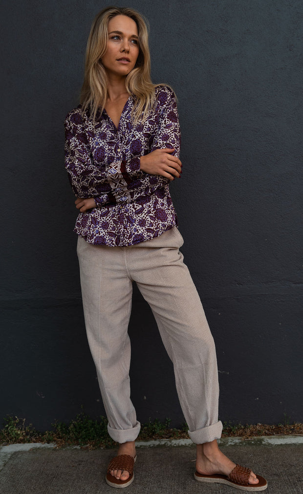 Les Fleurs Silk Blouse in Grape