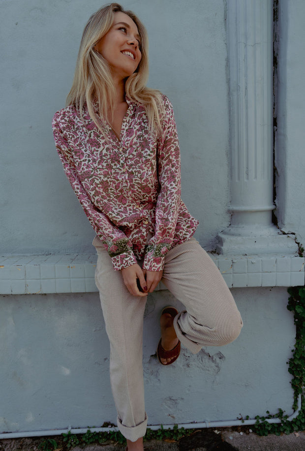 Les Fleurs Silk Blouse in Morning Light