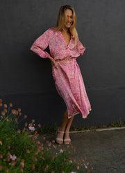 Belize Silk Shirt Dress in Musky Pink