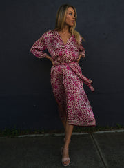 Pre Order Belize Silk Shirt Dress in Cherry Blossom