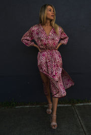 Pre Order Belize Silk Shirt Dress in Cherry Blossom