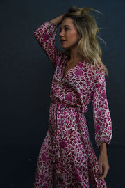 Pre Order Belize Silk Shirt Dress in Cherry Blossom