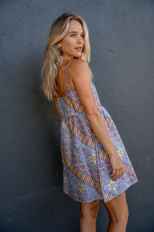 Batik Mini Dress in Lilac