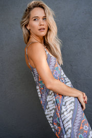 Batik Mini Dress in Grey