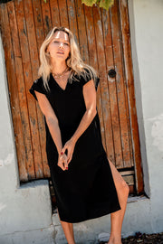 Ponza Island Silk Dress in black