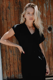 Ponza Island Silk Dress in black