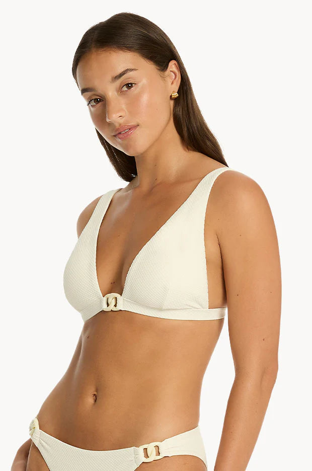 Sea Level Nautique Chain Link Longline Tri Top in Coconut