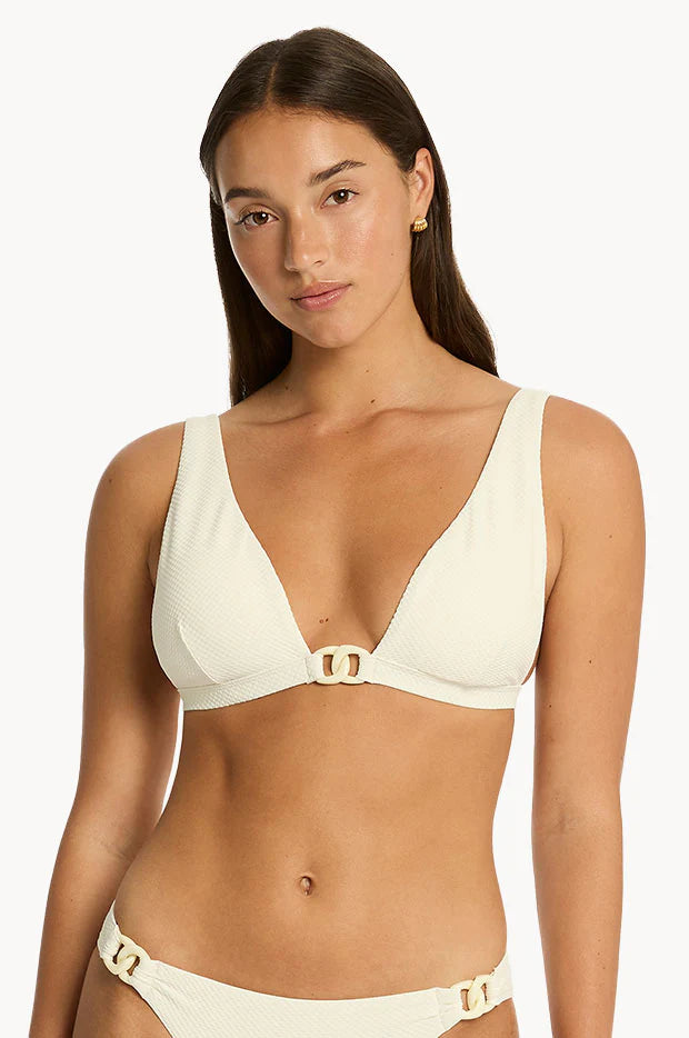 Sea Level Nautique Chain Link Longline Tri Top in Coconut