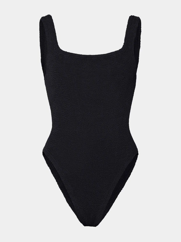 HUNZA G Square Neck Swimsuit in Black