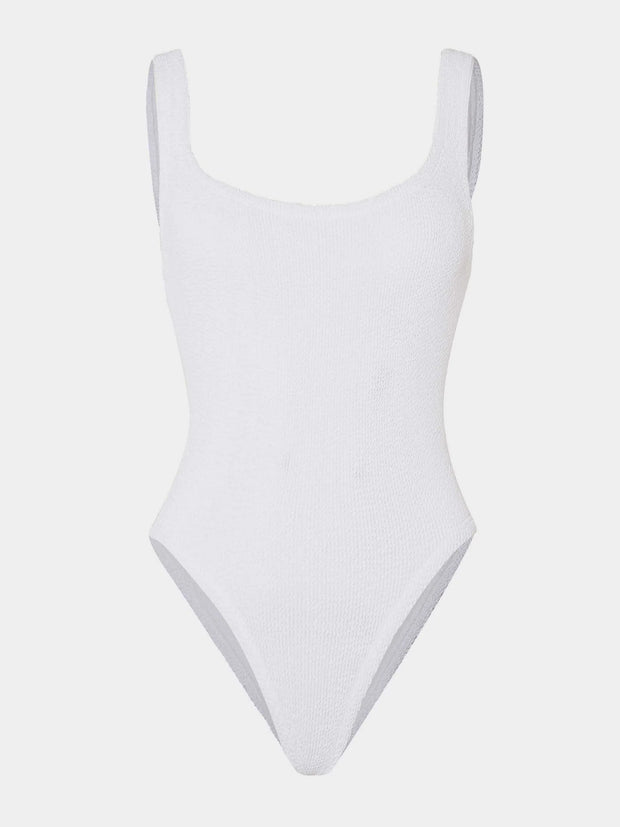 HUNZA G Square Neck Swimsuit in White