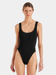 HUNZA G Square Neck Swimsuit in Black