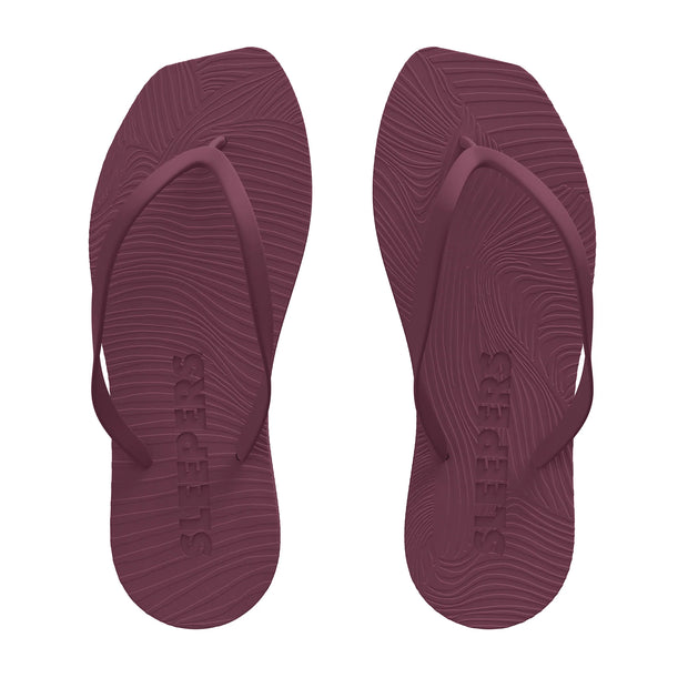 SLEEPERS Premium Grade Tapered Rubber Flip flops in Burgundy