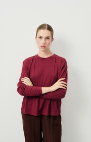 American Vintage Ypawood Long sleeved Tee in Berry Melange