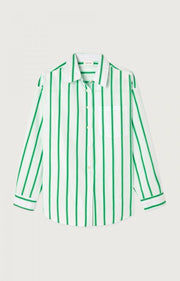 AMERICAN VINTAGE Zatybay Shirt in Neon Lagoon Stripes