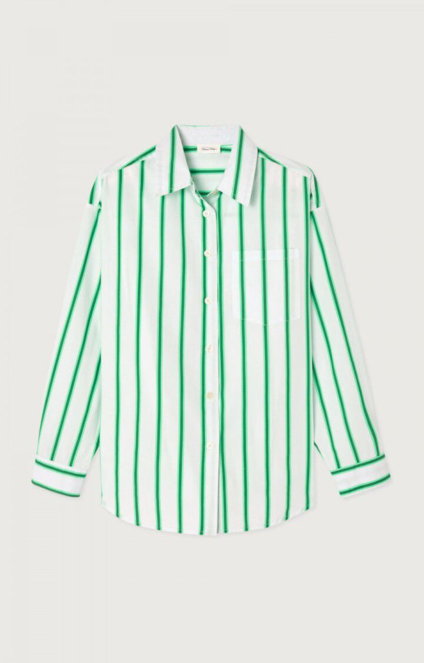 AMERICAN VINTAGE Zatybay Shirt in Neon Lagoon Stripes