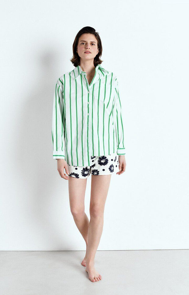 AMERICAN VINTAGE Zatybay Shirt in Neon Lagoon Stripes