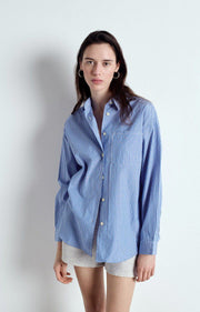AMERICAN VINTAGE Zatybay Shirt in Aqua Stripes