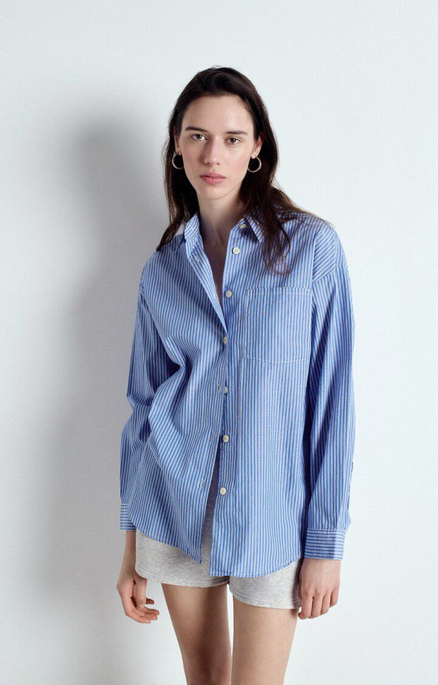 AMERICAN VINTAGE Zatybay Shirt in Aqua Stripes