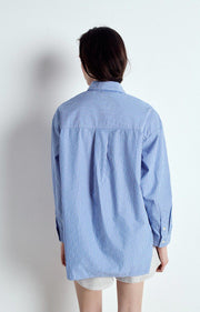 AMERICAN VINTAGE Zatybay Shirt in Aqua Stripes