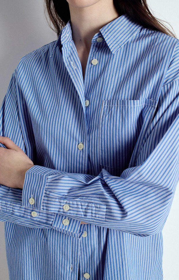 AMERICAN VINTAGE Zatybay Shirt in Aqua Stripes