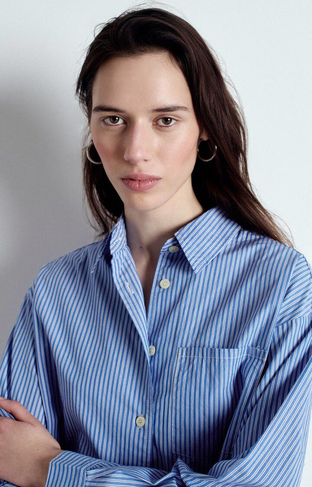 AMERICAN VINTAGE Zatybay Shirt in Aqua Stripes