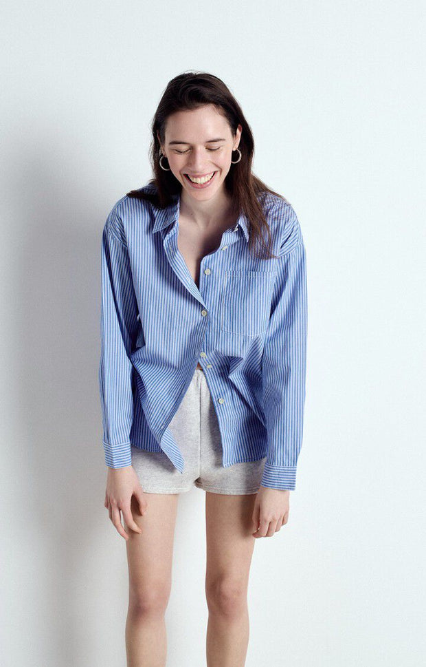AMERICAN VINTAGE Zatybay Shirt in Aqua Stripes