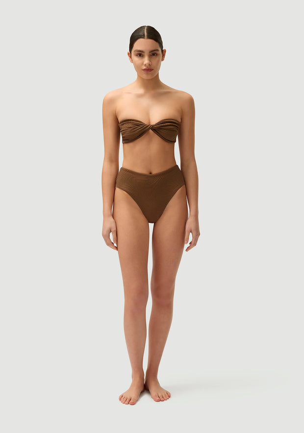 FELLA Bernie Bandeau Bikini Top in Cocoa