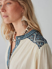 MAISON HOTEL Beth Blouse in Wandering Sapphire