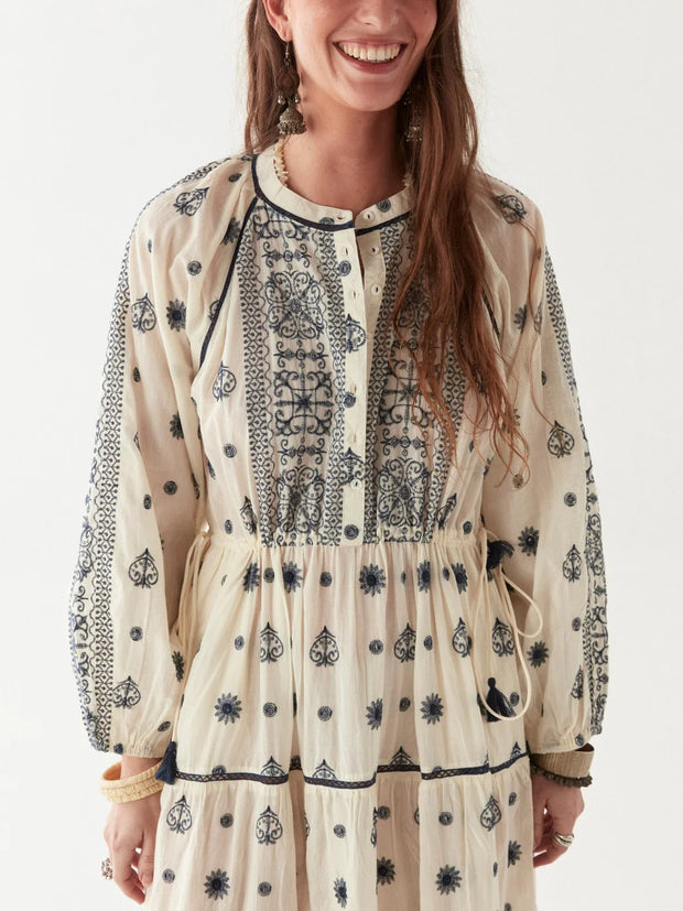 MAISON HOTEL Sole Mio Caroline Dress in Off White Iridescent Sea Perth