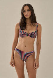 FELLA Casanova Bikini Top in Chestnut in Stripe