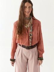 MAISON HOTEL Dylan Blouse in Cachemira Peach Iridescent Sea Fremantle