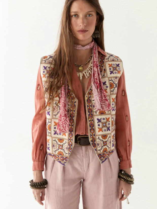 MAISON HOTEL Dylan Blouse in Cachemira Peach Iridescent Sea Fremantle