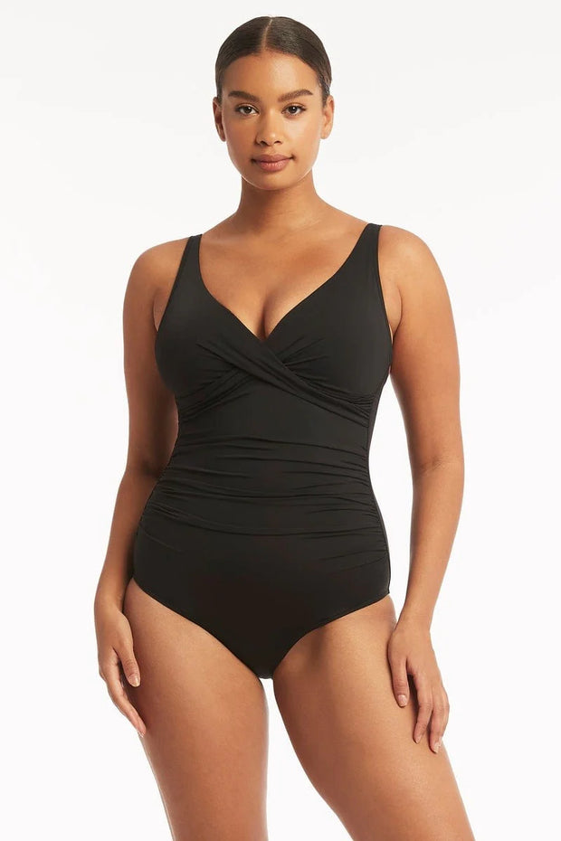 Sea Level Cross Front Multifit One Piece in Black