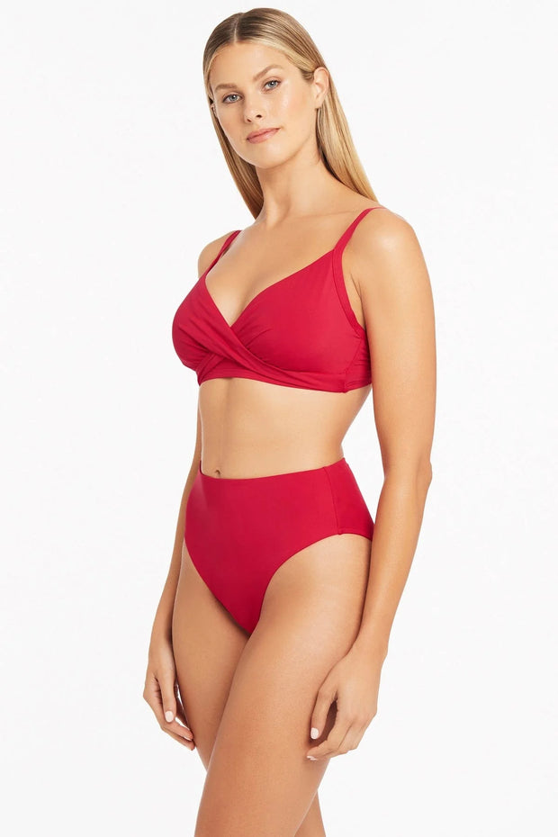 Sea Level Essentials Regular bikini pant in red