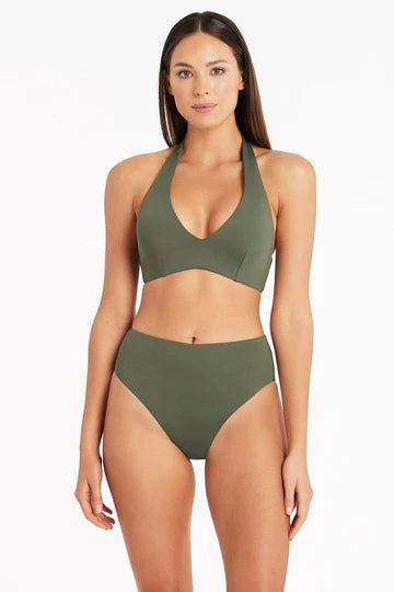 Sea Level Essentials Multifit Halter Top in khaki