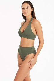 Sea Level Essentials Multifit Halter Top in khaki