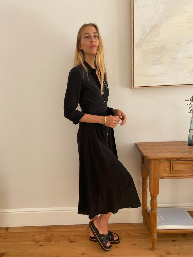 Palermo Dress in Black Silk