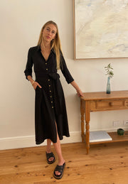 Palermo Dress in Black Silk