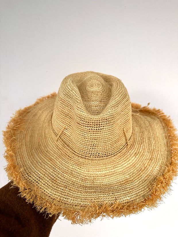Iridescent Sea Fringed Raffia Hat