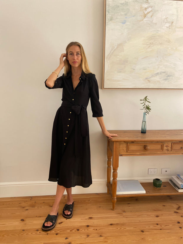 Palermo Dress in Black Silk