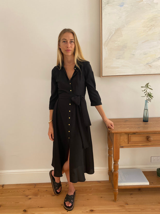 Palermo Dress in Black Silk