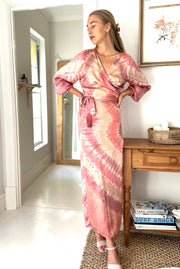 Havana Silk Wrap Dress in Nude
