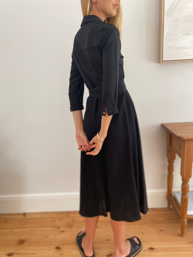 Palermo Dress in Black Silk