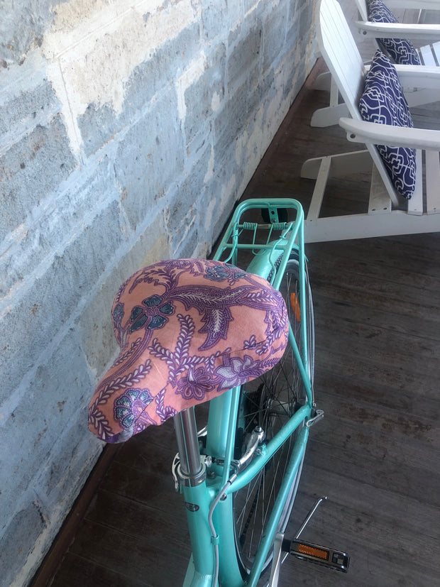Bicycle Seat Cover in mauve batik