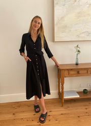 Palermo Dress in Black Silk