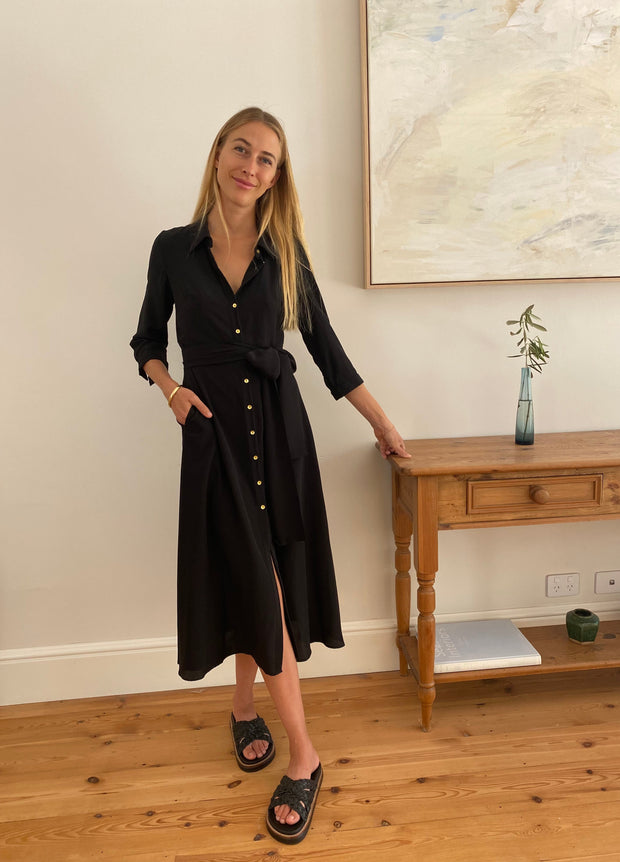 Palermo Dress in Black Silk