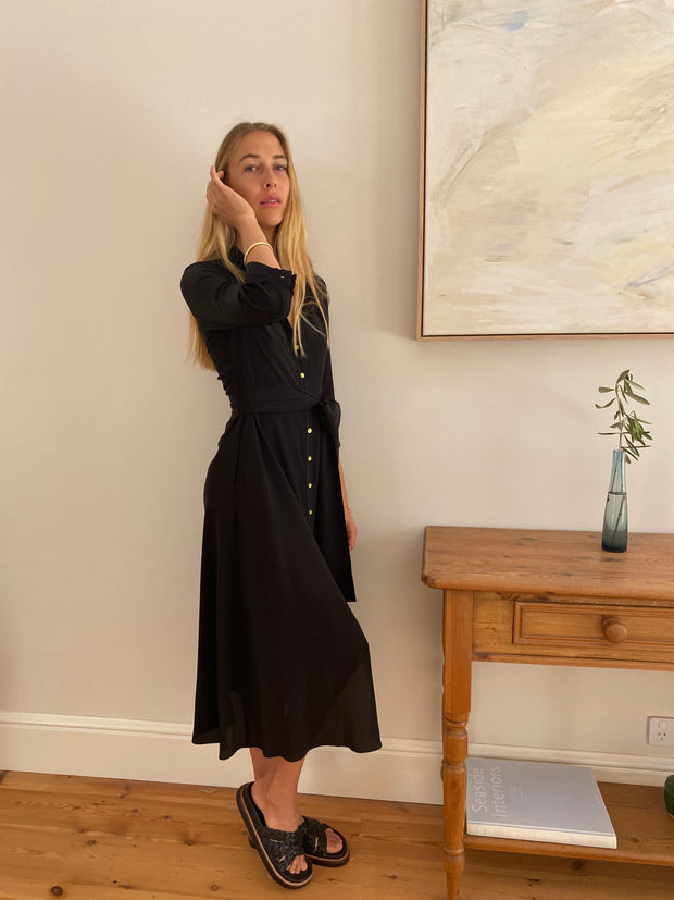 Palermo Dress in Black Silk