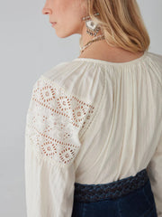 MAISON HOTEL Josephine Blouse in Broderie Merengue Iridescent Sea Fremantle Perth