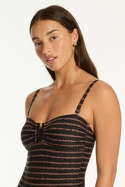 Sea Level Riptide U Bar Bandeau One Piece in Black